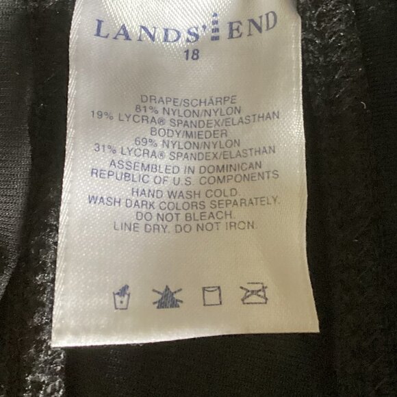 Lands' End Halter 1-Piece Swimsuit Black w/ White Piping Plus Size 18 #135G - Picture 6 of 6